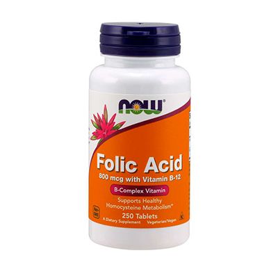 Folic Acid 800mcg 250 tabs Now Foods